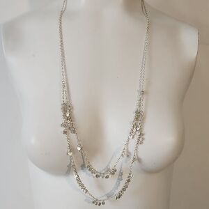 American Eagle Outfitters Silver Multi-Layer Coin Charm Necklace